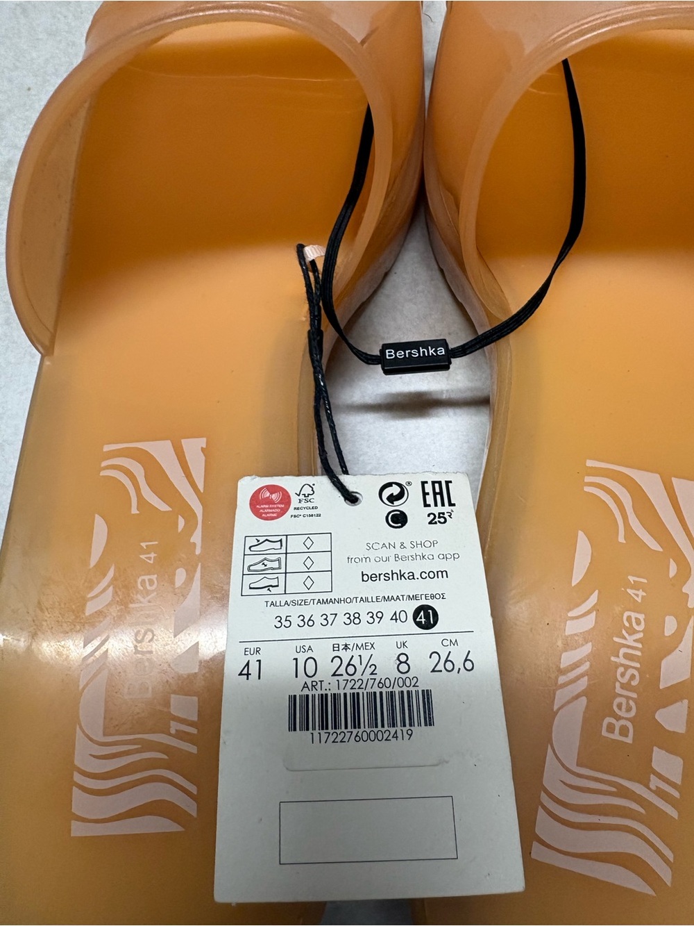 Bershka Kids Orange Jelly Slide Sandals